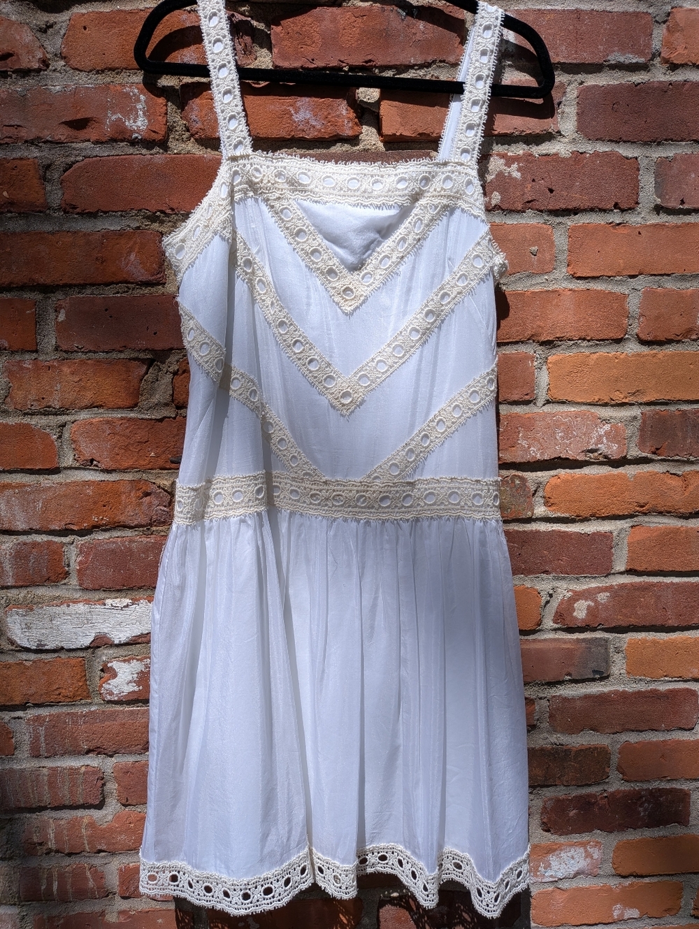 NWT Ann Taylor White Lace-Trim Dress Size 10